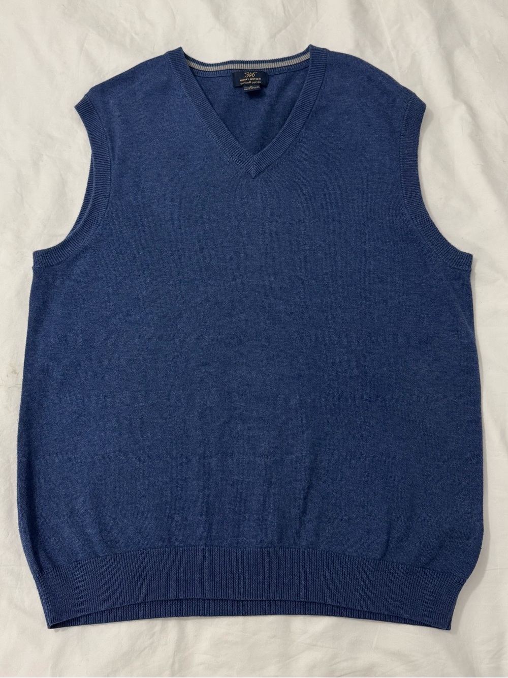 Brooks Brothers Men's Medium Cotton Sweater Vest V-Neck Blue Modern